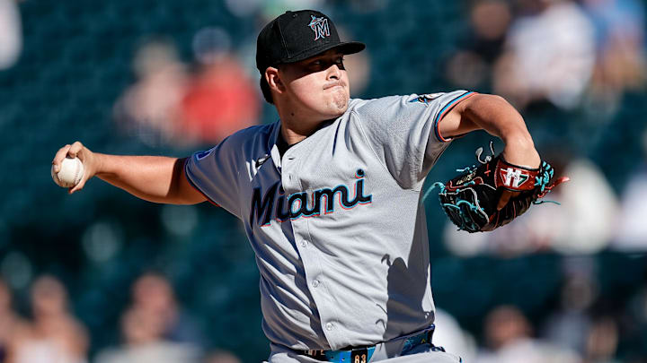 Valente Bellozo pitching against the Colorado Rockies.