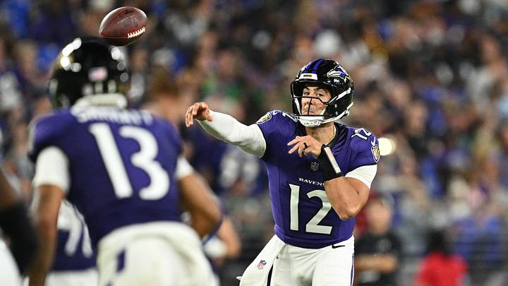 Aug 15, 2026; Baltimore, Maryland, USA; Baltimore Ravens quarterback Joe Fagnano (12) passes against the Philadelphia Eagles at M&T Bank Stadium. Mandatory Credit: Jamie Sabau-Imagn Images Aug 15, 2026; Baltimore, Maryland, USA; Baltimore Ravens quarterback Joe Fagnano (12) passes against the Philadelphia Eagles at M&T Bank Stadium. Mandatory Credit: Jamie Sabau-Imagn Images