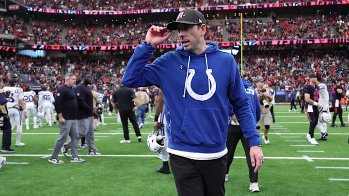 Jan 4, 2026; Houston, Texas, USA; Indianapolis Colts head coach Shane Steichen on the field following the game against the Houston Texans at NRG Stadium. Jan 4, 2026; Houston, Texas, USA; Indianapolis Colts head coach Shane Steichen on the field following the game against the Houston Texans at NRG Stadium.