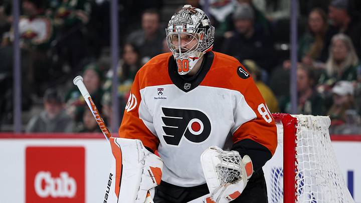 Mar 12, 2026; Saint Paul, Minnesota, USA; Philadelphia Flyers goaltender Dan Vladar (80) defends his net against the Minnesota Wild during the second period at Grand Casino Arena. Mandatory Credit: Matt Krohn-Imagn Images Mar 12, 2026; Saint Paul, Minnesota, USA; Philadelphia Flyers goaltender Dan Vladar (80) defends his net against the Minnesota Wild during the second period at Grand Casino Arena. Mandatory Credit: Matt Krohn-Imagn Images