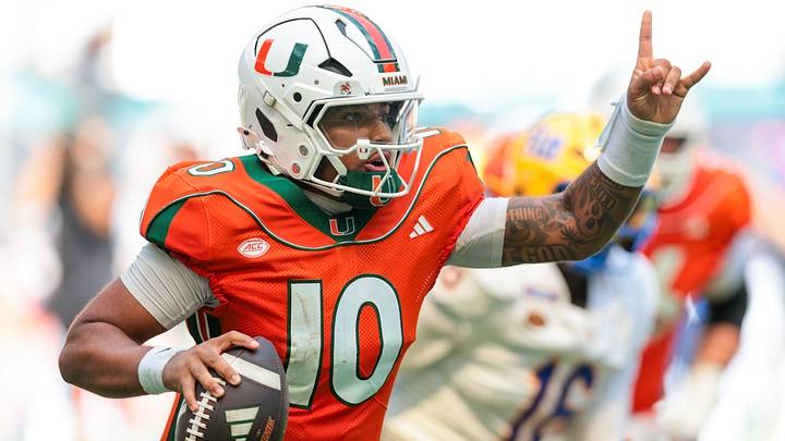 Oct 24, 2026; Miami Gardens, Florida, USA; Miami Hurricanes quarterback Darian Mensah (10) runs with the football against the Pittsburgh Panthers during the third quarter at Hard Rock Stadium. Mandatory Credit: Sam Navarro-Imagn Images Oct 24, 2026; Miami Gardens, Florida, USA; Miami Hurricanes quarterback Darian Mensah (10) runs with the football against the Pittsburgh Panthers during the third quarter at Hard Rock Stadium. Mandatory Credit: Sam Navarro-Imagn Images