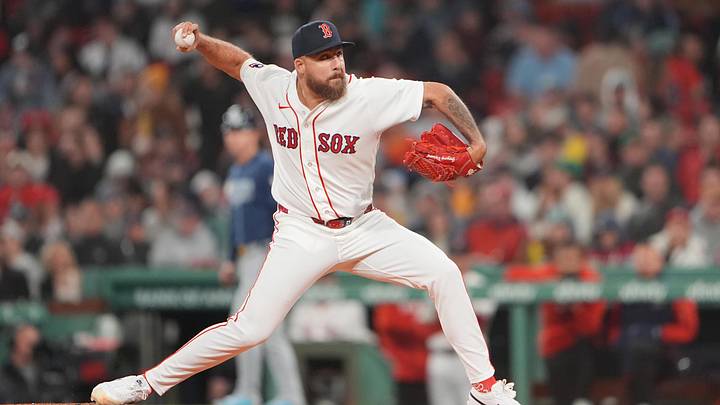 May 7, 2026; Boston, Massachusetts, USA; Boston Red Sox pitcher Greg Weissert (57) delivers a pitch against the Tampa Bay Rays during the sixth inning at Fenway Park. Mandatory Credit: Gregory Fisher-Imagn Images