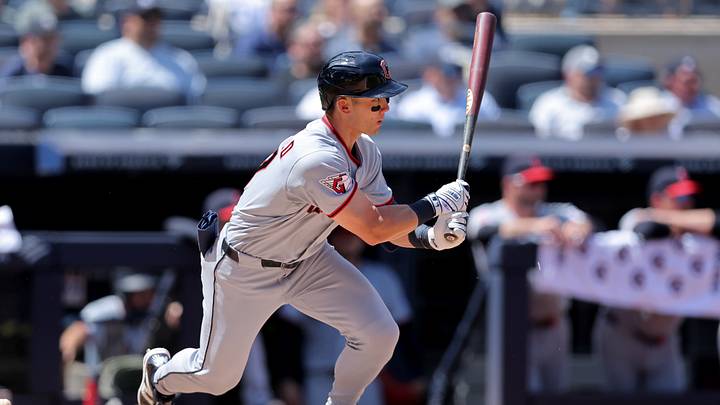 Jun 4, 2026; Bronx, New York, USA; Cleveland Guardians center fielder Stuart Fairchild (17) follows through on an RBI single against the New York Yankees during the fourth inning at Yankee Stadium. Mandatory Credit: Brad Penner-Imagn Images Jun 4, 2026; Bronx, New York, USA; Cleveland Guardians center fielder Stuart Fairchild (17) follows through on an RBI single against the New York Yankees during the fourth inning at Yankee Stadium. Mandatory Credit: Brad Penner-Imagn Images