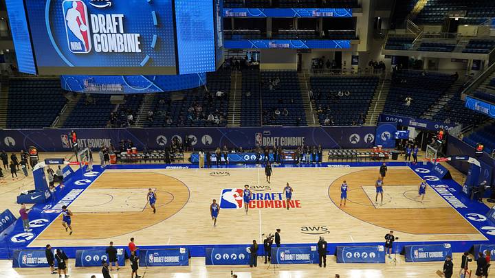 May 11, 2026; Chicago, IL, USA; Players participate in the 2026 NBA Draft Combine at Wintrust Arena. May 11, 2026; Chicago, IL, USA; Players participate in the 2026 NBA Draft Combine at Wintrust Arena.
