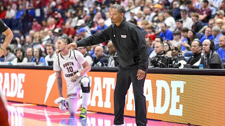 South Carolina basketball coach Lamont Paris and wing Myles Stute