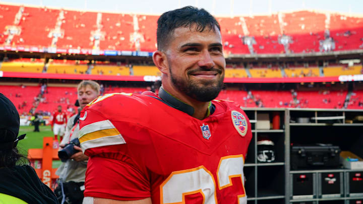 Sep 28, 2025; Kansas City, Missouri, USA; Kansas City Chiefs linebacker Drue Tranquill (23)leaves the field against the Baltimore Ravens after game at GEHA Field at Arrowhead Stadium. Mandatory Credit: Denny Medley-Imagn Images Sep 28, 2025; Kansas City, Missouri, USA; Kansas City Chiefs linebacker Drue Tranquill (23)leaves the field against the Baltimore Ravens after game at GEHA Field at Arrowhead Stadium. Mandatory Credit: Denny Medley-Imagn Images