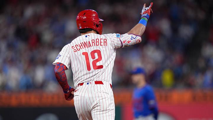 Jun 20, 2026; Philadelphia, Pennsylvania, USA; Philadelphia Phillies designated hitter Kyle Schwarber (12) rounds the bases after hitting a two-run home run against the New York Mets in the seventh inning at Citizens Bank Park. Mandatory Credit: Kyle Ross-Imagn Images Jun 20, 2026; Philadelphia, Pennsylvania, USA; Philadelphia Phillies designated hitter Kyle Schwarber (12) rounds the bases after hitting a two-run home run against the New York Mets in the seventh inning at Citizens Bank Park. Mandatory Credit: Kyle Ross-Imagn Images