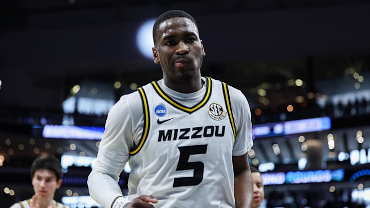 Mar 18, 2023; Sacramento, CA, USA; Missouri Tigers guard D'Moi Hodge (5) leaves the court at the end of the first half against the Princeton Tigers at Golden 1 Center. Mandatory Credit: Kelley L Cox-USA TODAY Sports