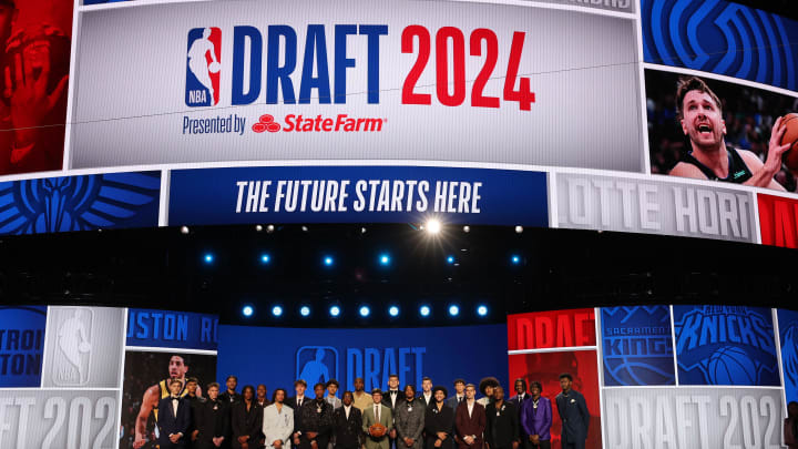 Jun 26, 2024; Brooklyn, NY, USA; The 2024 NBA draft class poses for photos before the first round of the 2024 NBA Draft at Barclays Center. Mandatory Credit: Brad Penner-USA TODAY Sports Jun 26, 2024; Brooklyn, NY, USA; The 2024 NBA draft class poses for photos before the first round of the 2024 NBA Draft at Barclays Center. Mandatory Credit: Brad Penner-USA TODAY Sports
