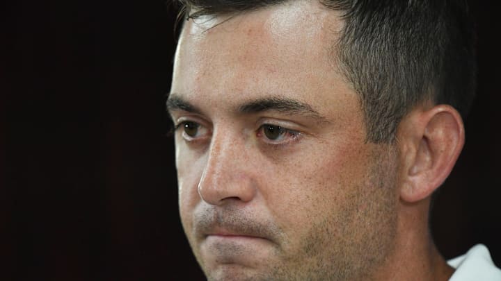 Alabama offensive coordinator Tommy Rees speaks to members of the media Sunday, August 6, 2023.