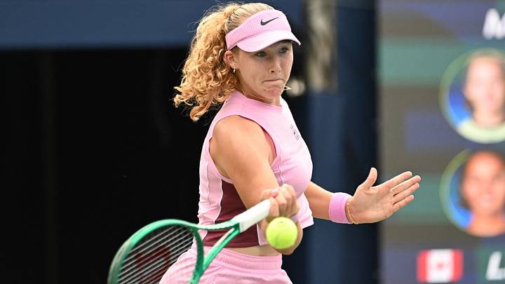 Aug 7, 2026; Toronto, Ontario, Canada; Mirra Andreeva plays a shot against Leylah Fernandez (CAN) during third round play at Sobeys Stadium. Mandatory Credit: Dan Hamilton-Imagn Images Aug 7, 2026; Toronto, Ontario, Canada; Mirra Andreeva plays a shot against Leylah Fernandez (CAN) during third round play at Sobeys Stadium. Mandatory Credit: Dan Hamilton-Imagn Images
