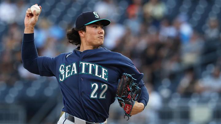 Jun 24, 2026; Pittsburgh, Pennsylvania, USA; Seattle Mariners starting pitcher Bryan Woo (22) delivers a pitch against the Pittsburgh Pirates during the first inning at PNC Park. Mandatory Credit: Charles LeClaire-Imagn Images