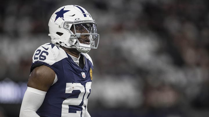 Dallas Cowboys cornerback DaRon Bland on the field before the game against the Washington Commanders at AT&T Stadium.