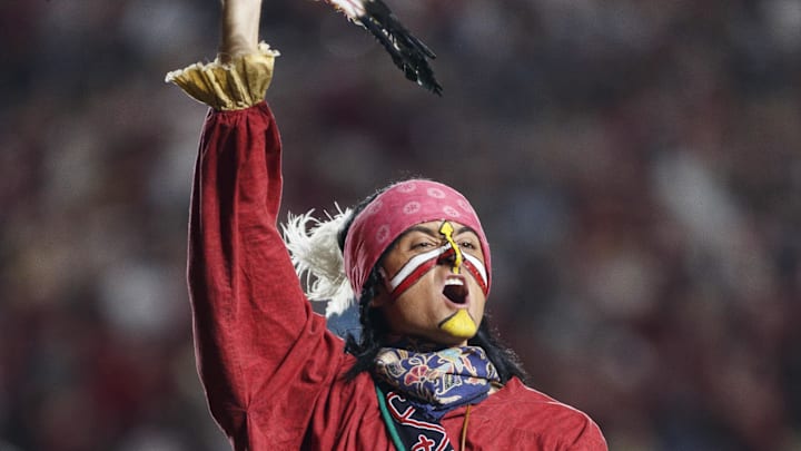 Nov 18, 2023; Tallahassee, Florida, USA; The Florida State Seminole celebrates a touchdown against