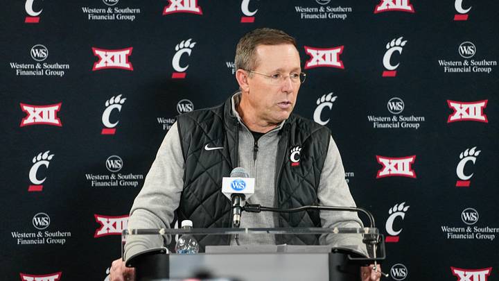 UC Football Head Coach Scott Satterfield speaks at a press conference on Wednesday December 3, 2025. UC Football Head Coach Scott Satterfield speaks at a press conference on Wednesday December 3, 2025.