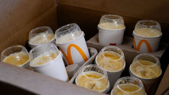A box of Grandma McFlurries, Wednesday, June 12, 2024, at Little Brothers Friends of the Elderly in Cincinnati. The Kilroy Family McDonald’s partnered with LBFE to surprise the community’s elderly with their limited Grandma McFlurries.