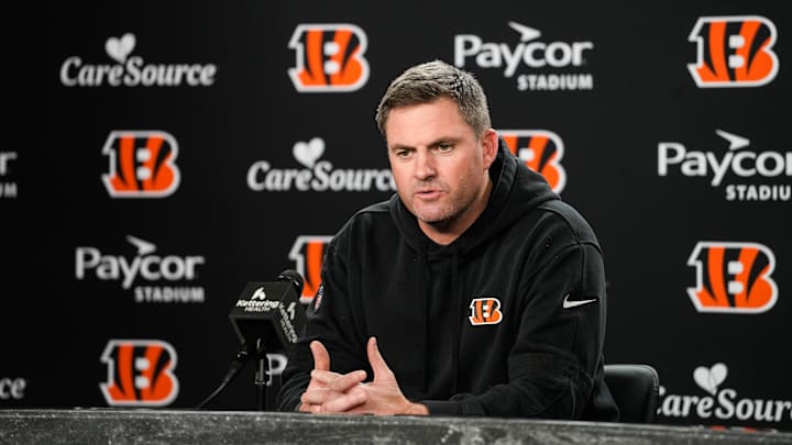 Bengals Head Coach Zac Taylor speaks at a press conference after wrapping up the 2025 season.