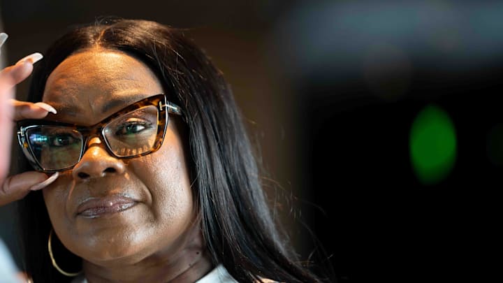 Jul 19, 2024; Phoenix, Ariz., United States; Sheryl Swoopes hosts a WBNA All-Star brunch in honor of her former teammate, Nikki McCray Penson, at Thea in Phoenix on July 19, 2024 Jul 19, 2024; Phoenix, Ariz., United States; Sheryl Swoopes hosts a WBNA All-Star brunch in honor of her former teammate, Nikki McCray Penson, at Thea in Phoenix on July 19, 2024