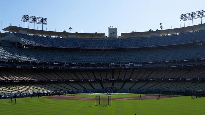 Oct 14, 2026; Los Angeles, California, USA; A general overall view of Dodger Stadium prior to game three of the NLCS for the 2026 MLB Playoffs. Mandatory Credit: Kirby Lee-Imagn Images Oct 14, 2026; Los Angeles, California, USA; A general overall view of Dodger Stadium prior to game three of the NLCS for the 2026 MLB Playoffs. Mandatory Credit: Kirby Lee-Imagn Images