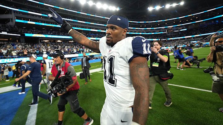Oct 16, 2023; Inglewood, California, USA; Dallas Cowboys linebacker Micah Parsons (11) leaves the