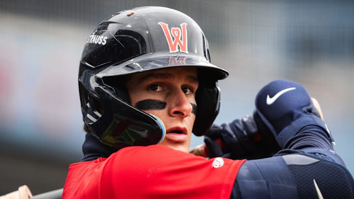 Red Sox top prospect Roman Anthony gets ready for an at-bat during a WooSox game on April 13, 2025 at Polar Park.