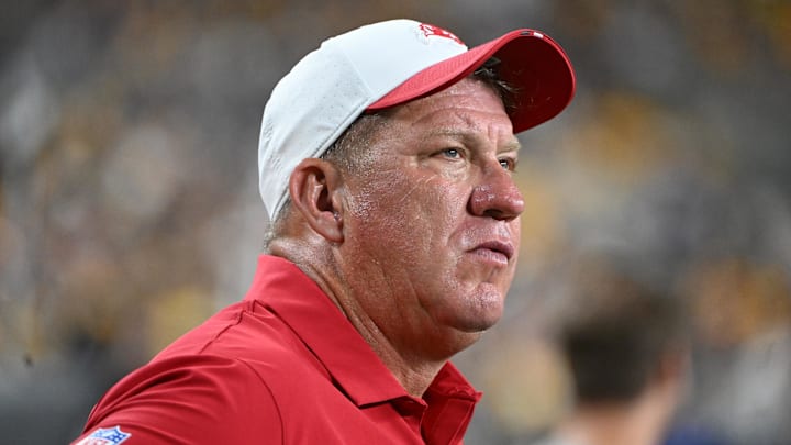 Aug 16, 2025; Pittsburgh, Pennsylvania, USA; Tampa Bay Buccaneers General Manager Jason Licht watches the action against the Pittsburgh Steelers during the second half at Acrisure Stadium. Mandatory Credit: Barry Reeger-Imagn Images