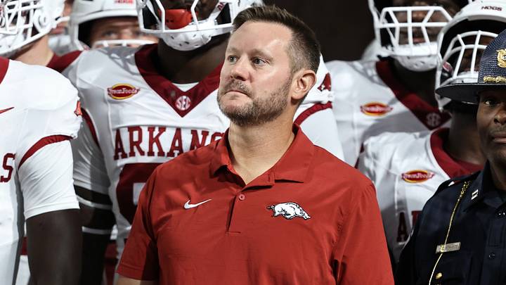 Arkansas Razorbacks coach Ryan Silverfield scans the crowd of Rice-Eccles Stadium ahead of its game against the Utah Utes on Saturday, Sept. 12, 2026. Arkansas Razorbacks coach Ryan Silverfield scans the crowd of Rice-Eccles Stadium ahead of its game against the Utah Utes on Saturday, Sept. 12, 2026.