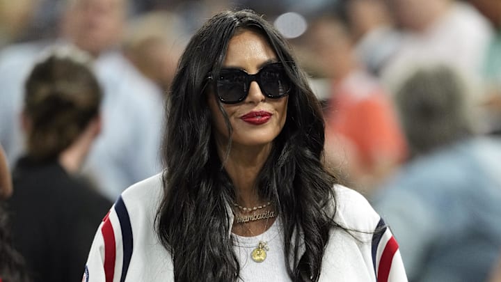 Aug 11, 2024; Paris, France; Vanessa Bryant looks on before the women's gold medal game between France and the United States during the Paris 2024 Olympic Summer Games at Accor Arena.