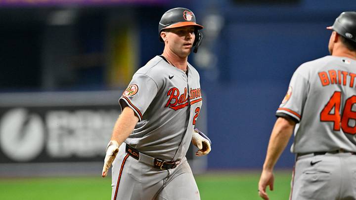 Aug 15, 2026; St. Petersburg, Florida, USA; Baltimore Orioles first baseman Pete Alonso (25) celebrates a home run during the fifth inning against Tampa Bay Rays at Tropicana Field. Mandatory Credit: Pablo Robles-Imagn Images Aug 15, 2026; St. Petersburg, Florida, USA; Baltimore Orioles first baseman Pete Alonso (25) celebrates a home run during the fifth inning against Tampa Bay Rays at Tropicana Field. Mandatory Credit: Pablo Robles-Imagn Images