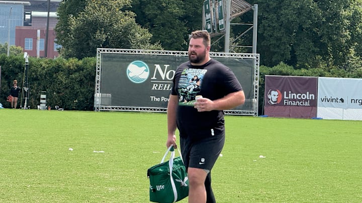 Eagles left guard Landon Dickerson will miss the team's Week 6 game against the New York Giants with an ankle injury.