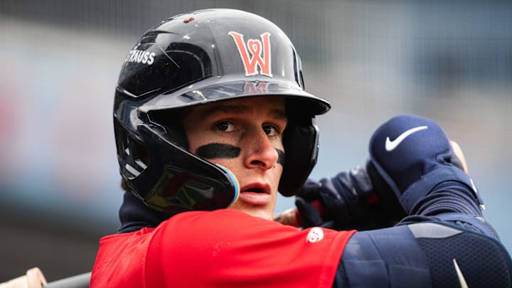 Red Sox top prospect Roman Anthony gets ready for an at-bat during a WooSox game on April 13, 2025 at Polar Park.