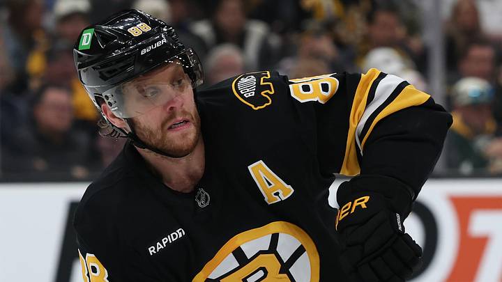 May 1, 2026; Boston, Massachusetts, USA; Boston Bruins right wing David Pastrnak (88) during the first period of game six of the first round of the 2026 Stanley Cup Playoffs against the Buffalo Sabres at TD Garden. Mandatory Credit: Winslow Townson-Imagn Images