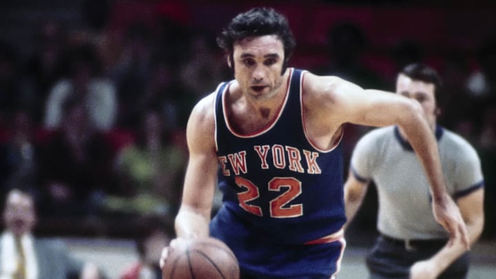 New York Knicks forward Dave DeBusschere in action against the Atlanta Hawks. Mandatory Credit: Manny Rubio-Imagn Images New York Knicks forward Dave DeBusschere in action against the Atlanta Hawks. Mandatory Credit: Manny Rubio-Imagn Images