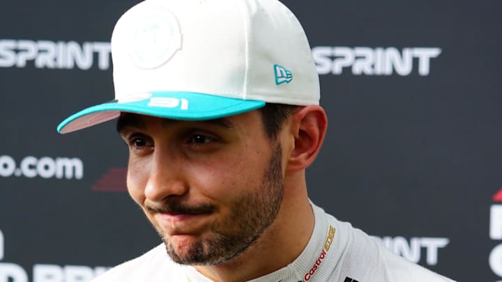 May 3, 2024; Miami Gardens, Florida, USA; Alpine driver Esteban Ocon (31) talks with the media after F1 Sprint Qualifying at Miami International Autodrome. Mandatory Credit: John David Mercer-USA TODAY Sports May 3, 2024; Miami Gardens, Florida, USA; Alpine driver Esteban Ocon (31) talks with the media after F1 Sprint Qualifying at Miami International Autodrome. Mandatory Credit: John David Mercer-USA TODAY Sports
