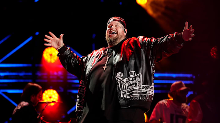 Jelly Roll performs during CMA Fest at Nissan Stadium in Nashville, Tenn., Saturday, June 8, 2024.
