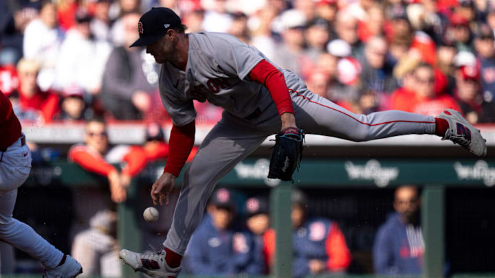 Boston Red Sox pitcher Sonny Gray (54) drops the ball