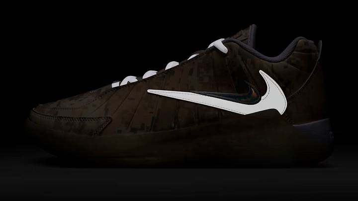 The Nike LeBron Witness 9 "Bronny James Camo PE" colorway. The Nike LeBron Witness 9 "Bronny James Camo PE" colorway.