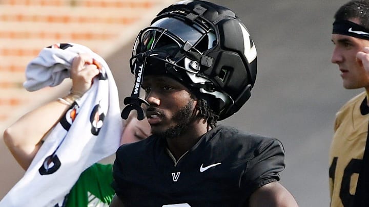 Vanderbilt wide receiver Tre Richardson (6) waits for the next drill to start during fall practice Wednesday, July 30, 2025, in Nashville, Tenn. Vanderbilt wide receiver Tre Richardson (6) waits for the next drill to start during fall practice Wednesday, July 30, 2025, in Nashville, Tenn.