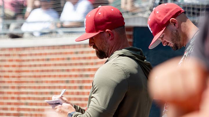 Alabama Head Coach Rob Vaughn plans in the third game against Auburn on Mar. 29, 2026. Alabama Head Coach Rob Vaughn plans in the third game against Auburn on Mar. 29, 2026.