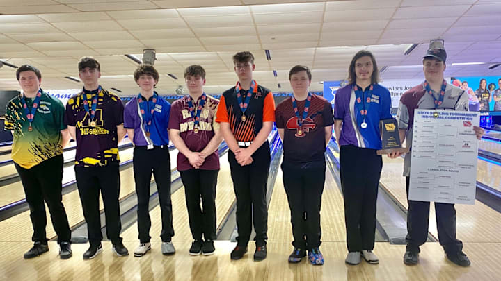 The Top 8 finishers from the Class 3A individual state bowling championships.