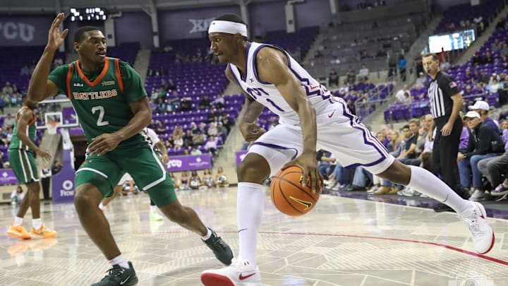 Isaiah Manning drive the ball for TCU against Florida A&M on November 4, 2024. Isaiah Manning drive the ball for TCU against Florida A&M on November 4, 2024.