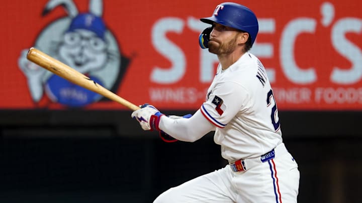 Texas Rangers right fielder Brandon Nimmo.