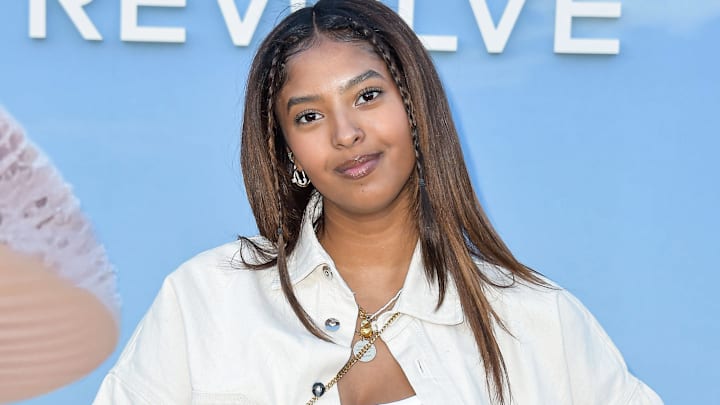 Natalia Bryant arrives at the REVOLVE Festival 2023 celebrating the 20th Anniversary of REVOLVE.