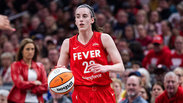 May 17, 2025; Indianapolis, Indiana, USA; Indiana Fever guard Caitlin Clark (22) dribbles the ball in the first half against the Chicago Sky at Gainbridge Fieldhouse. Mandatory Credit: Trevor Ruszkowski-Imagn Images May 17, 2025; Indianapolis, Indiana, USA; Indiana Fever guard Caitlin Clark (22) dribbles the ball in the first half against the Chicago Sky at Gainbridge Fieldhouse. Mandatory Credit: Trevor Ruszkowski-Imagn Images