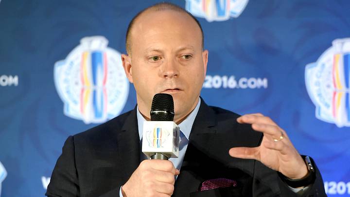 Mar 2, 2016; Toronto, Ontario, Canada;  Team North America associate general manager Stan Bowman speaks to media during a press conference for the upcoming 2016 World Cup of Hockey at Intercontinental Hotel. Mandatory Credit: Dan Hamilton-Imagn Images
