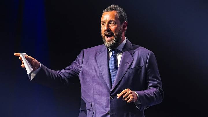 Actor Adam Sandler of “Jay Kelly” arrives on stage to be given the chairman’s award during the Palm Springs International Film Awards in Palm Springs, Calif., Saturday, Jan. 3, 2026. Actor Adam Sandler of “Jay Kelly” arrives on stage to be given the chairman’s award during the Palm Springs International Film Awards in Palm Springs, Calif., Saturday, Jan. 3, 2026.
