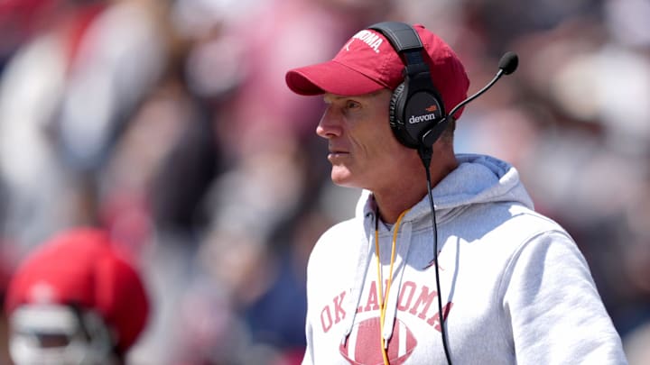 Oklahoma head football coach Brent Venables is pictured during the University of Oklahoma Sooners Spring Game at the Gaylord Family - Oklahoma Memorial Stadium in Norman, Okla., Saturday April 18, 2026.