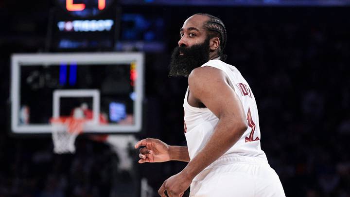 May 21, 2026; New York, New York, USA; Cleveland Cavaliers guard James Harden (1) reacts during the second quarter of game two of the eastern conference finals of the 2026 NBA playoffs against the New York Knicks at Madison Square Garden. Mandatory Credit: Vincent Carchietta-Imagn Images May 21, 2026; New York, New York, USA; Cleveland Cavaliers guard James Harden (1) reacts during the second quarter of game two of the eastern conference finals of the 2026 NBA playoffs against the New York Knicks at Madison Square Garden. Mandatory Credit: Vincent Carchietta-Imagn Images