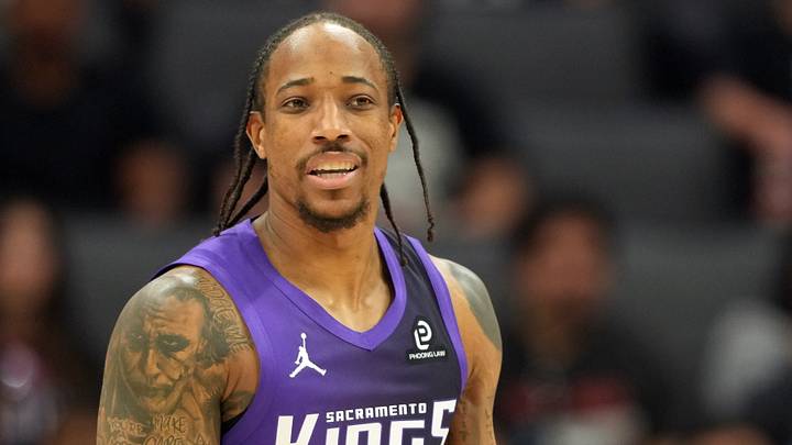 Apr 3, 2026; Sacramento, California, USA; Sacramento Kings guard DeMar DeRozan (10) during the second quarter against the New Orleans Pelicans at Golden 1 Center. Mandatory Credit: Darren Yamashita-Imagn Images