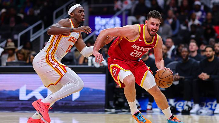 Oct 24, 2026; Atlanta, Georgia, USA; Houston Rockets center Alperen Sengun (28) drives to the basket against Atlanta Hawks forward Onyeka Okongwu (17) in the fourth quarter at State Farm Arena. Mandatory Credit: Colin Hubbard-Imagn Images Oct 24, 2026; Atlanta, Georgia, USA; Houston Rockets center Alperen Sengun (28) drives to the basket against Atlanta Hawks forward Onyeka Okongwu (17) in the fourth quarter at State Farm Arena. Mandatory Credit: Colin Hubbard-Imagn Images